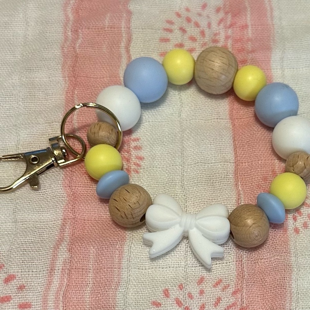 Colorful Beaded Keychain with Bow
